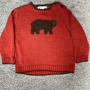 Janie and Jack orange and brown bear sweater
